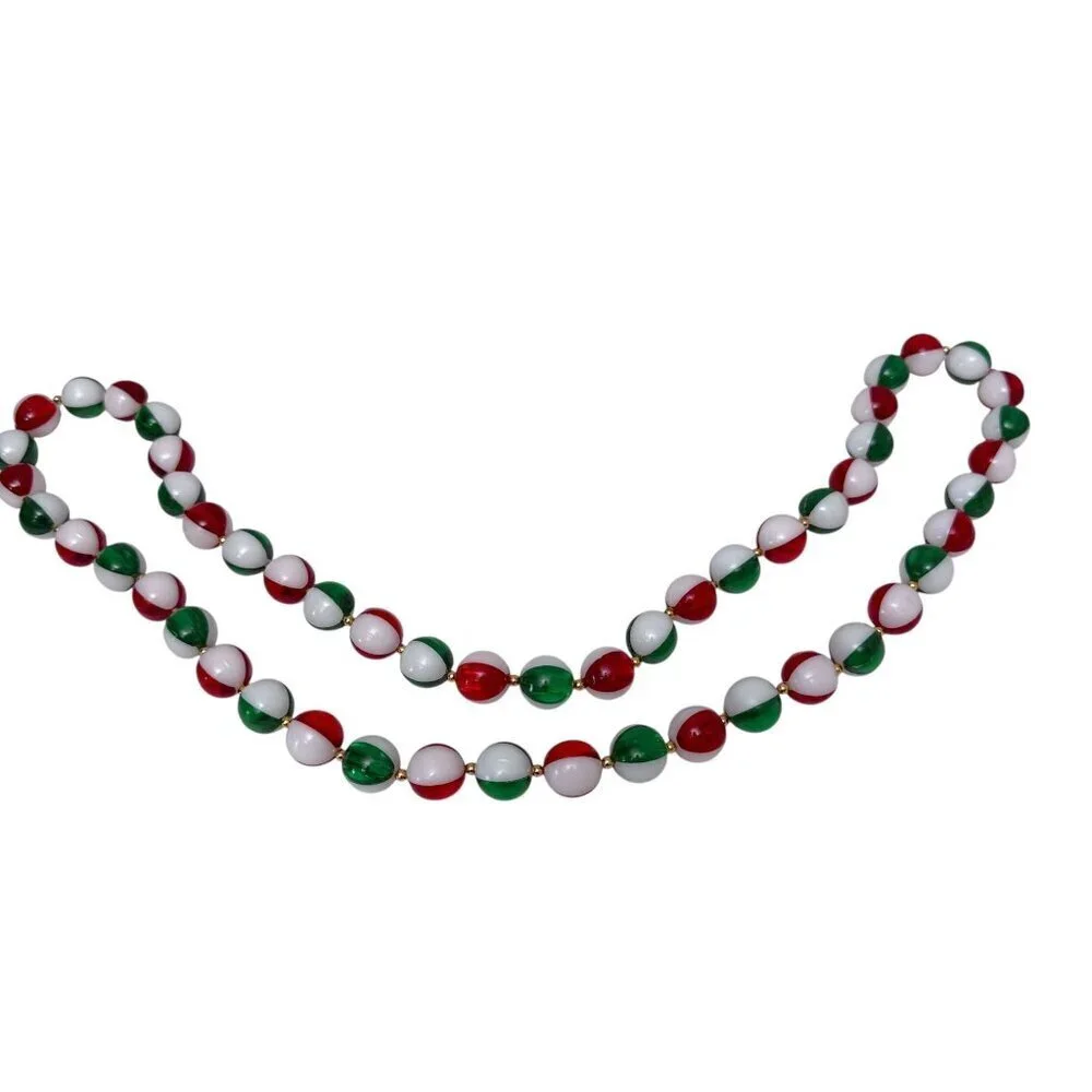 Christmas Garland Beaded Loops Red Green White Beads Set of 3